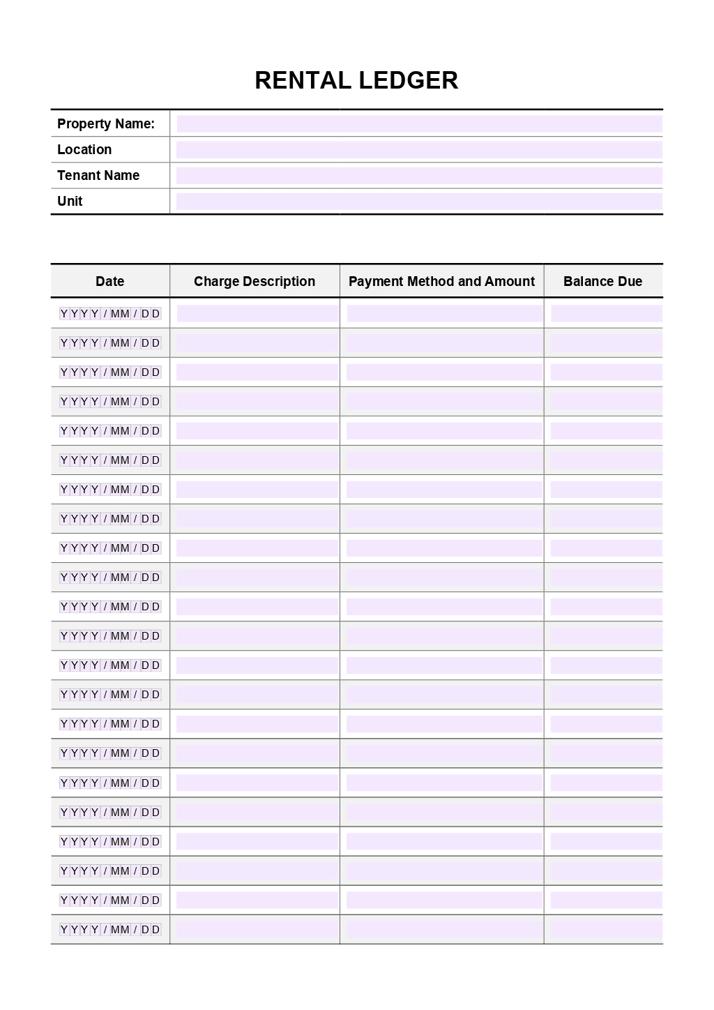 Rent Ledger Template | Onlyoffice in Free Printable Rent Ledger