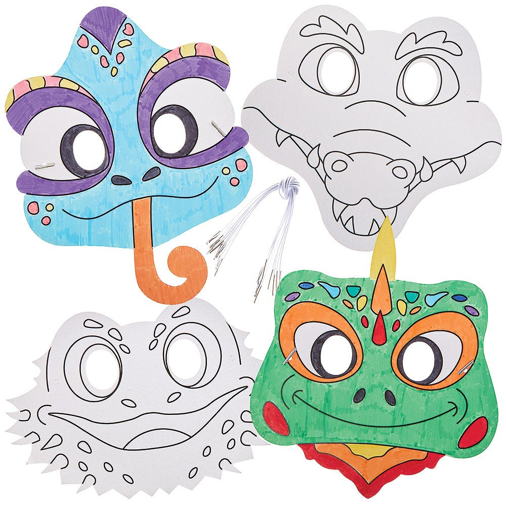 Reptile Colour-In Masks for Free Printable Lizard Mask
