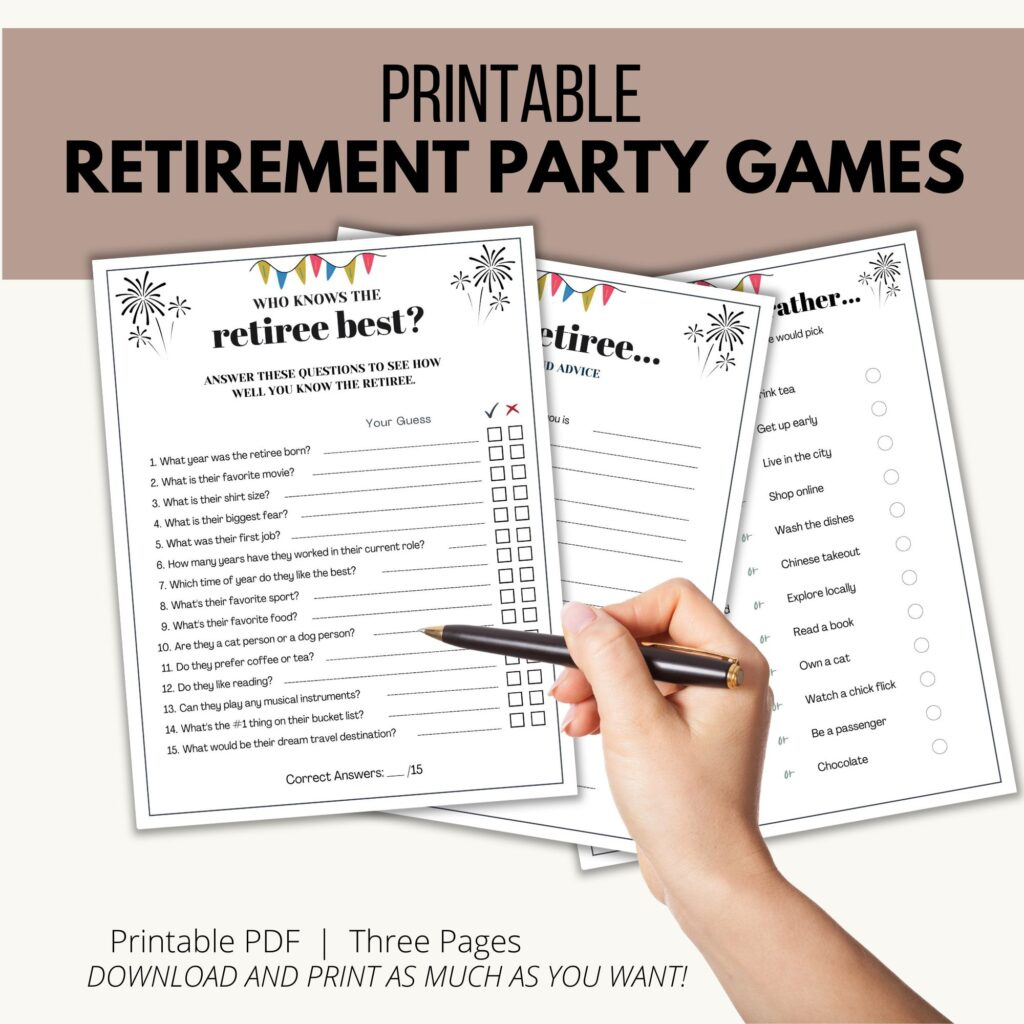 Retirement Party Games - Add A Little Adventure pertaining to Retirement Party Games Free Printable