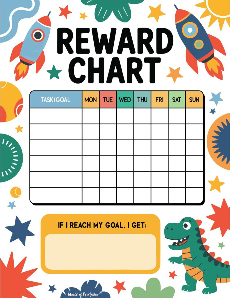 Rewards Chart Printable - 20+ Free Templates! - World Of Printables for Reward Charts For Toddlers Free Printable