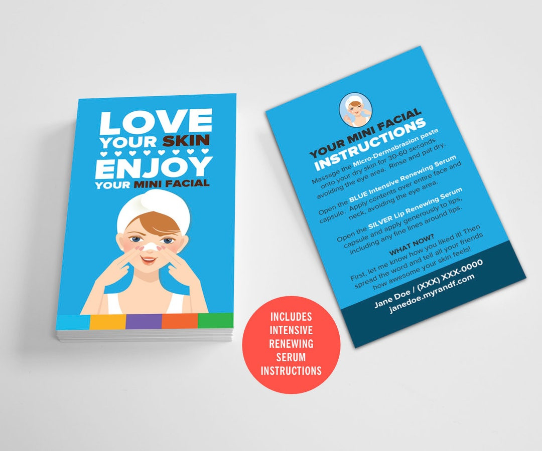 Rodan And Fields Mini Facial Cards / Custom / Beautiful / Love intended for Rodan And Fields Mini Facial Instructions Printable Free