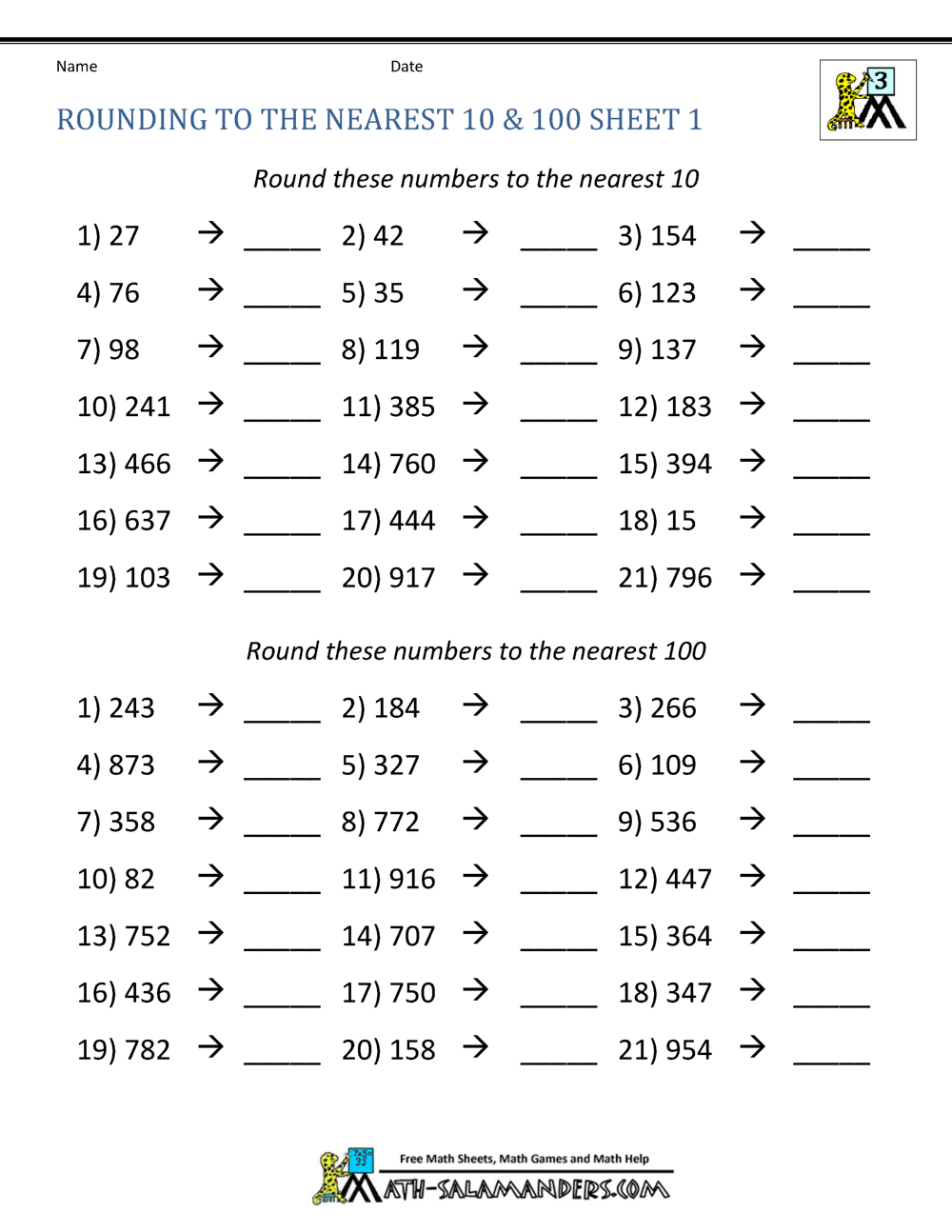 Rounding Worksheets | Rounding Worksheets For Practice regarding Free Printable 4Th Grade Rounding Worksheets