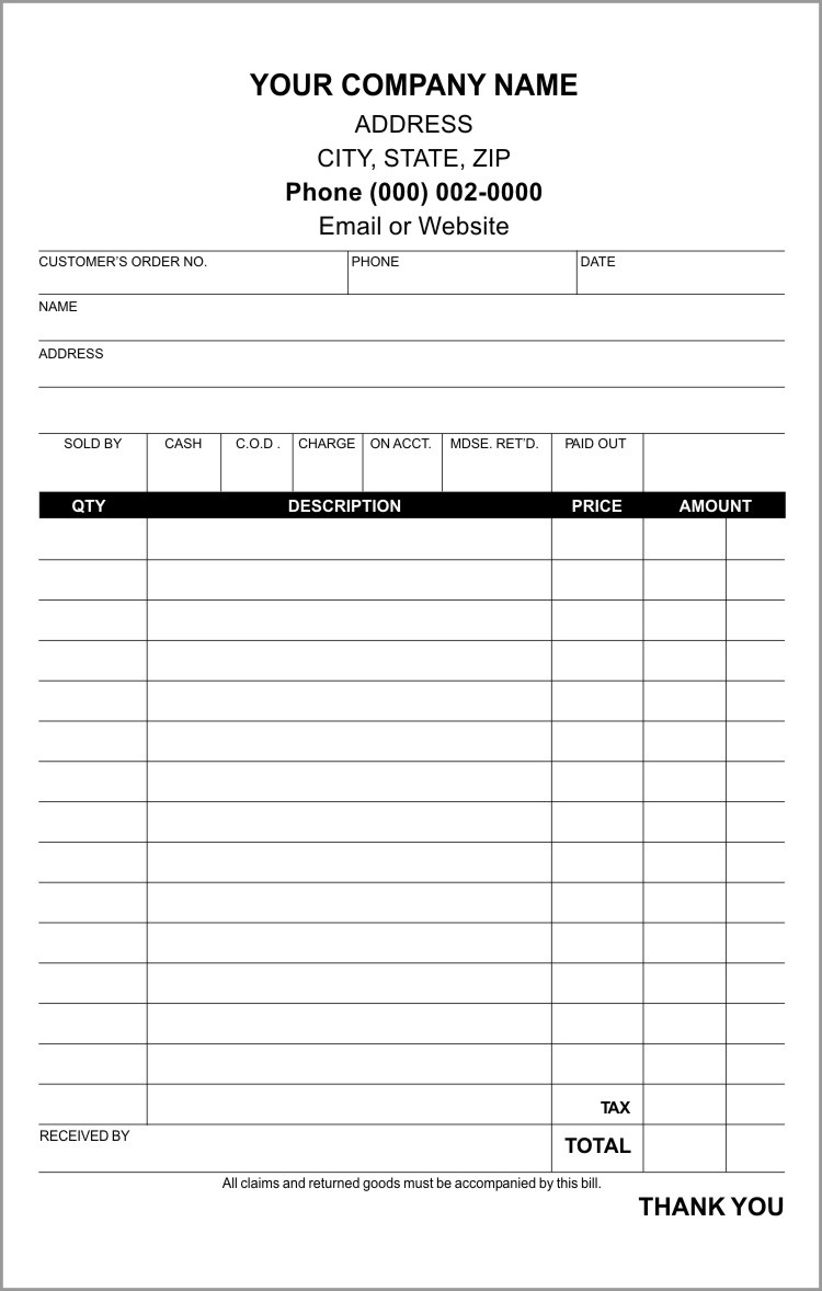 Sales Receipt Template - Half Page | Lighthouse Printing inside Free Printable Sales Receipt Form