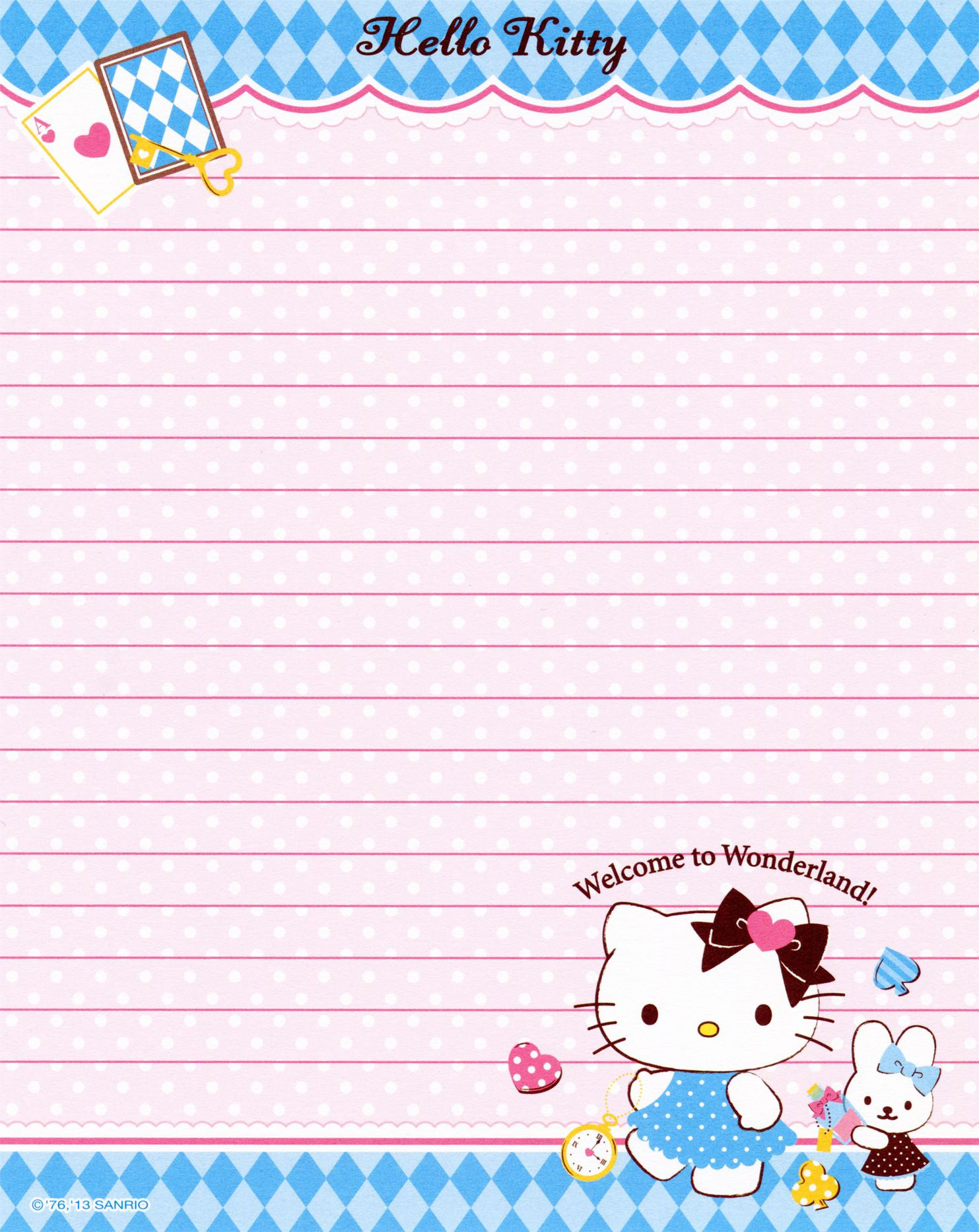 Sanrio - Hello Kitty - Memo Paper inside Free Printable Hello Kitty Stationery