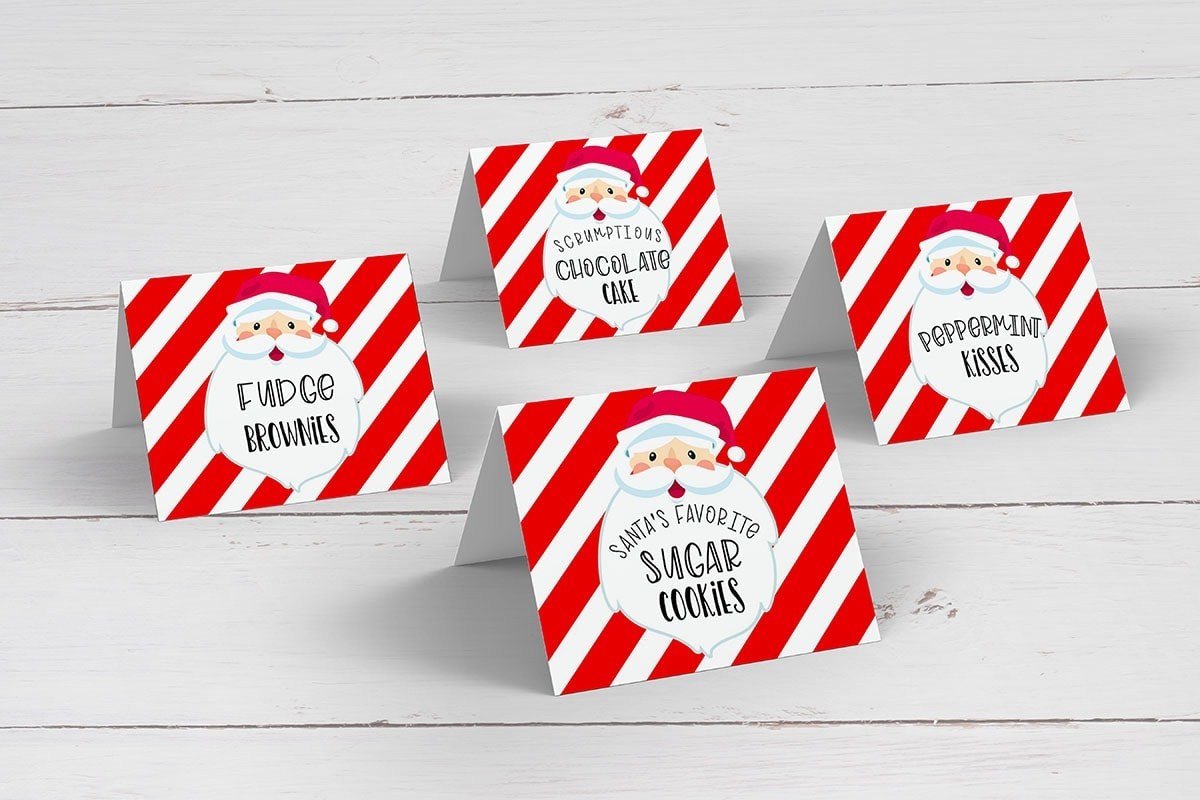 Santa Christmas Tent Cards - Elva M Design Studio inside Free Printable Christmas Tent Cards