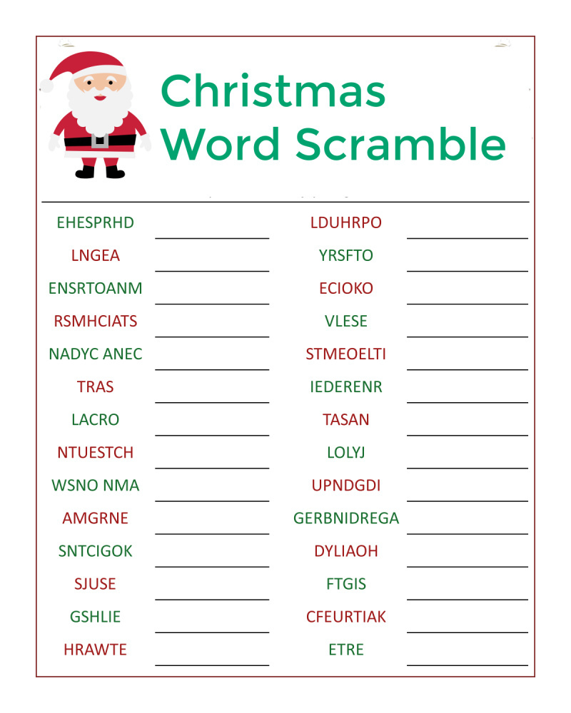 Santa'S Christmas Word Scramble Activity Page - Mama Likes This pertaining to Free Printable Christmas Word Games