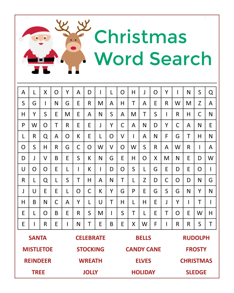 Santa'S Christmas Word Search Activity Page - Mama Likes This in Free Printable Christmas Word Search Pages