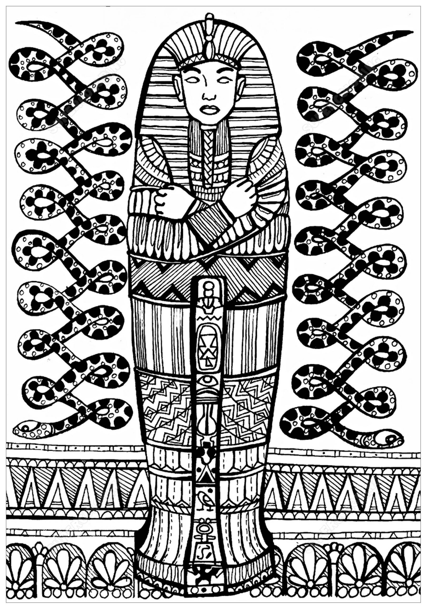 Sarcophagus Of Pharaoh - Egypt & Hieroglyph Coloring Pages For Adults with regard to Free Printable Sarcophagus