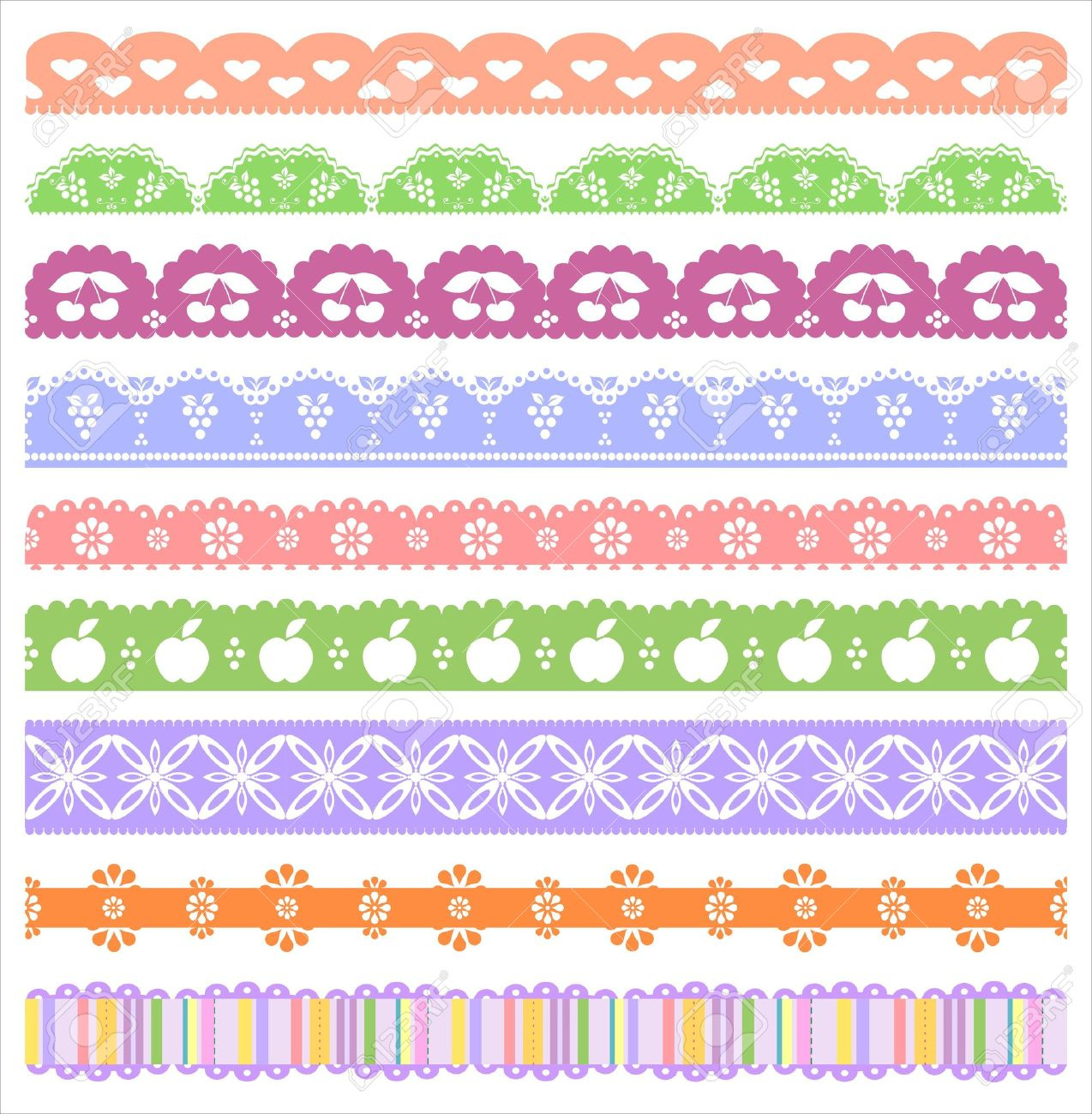 Scalloped Scrapbooking Borders Set Royalty Free Svg, Cliparts for Free Printable Borders For Scrapbooking