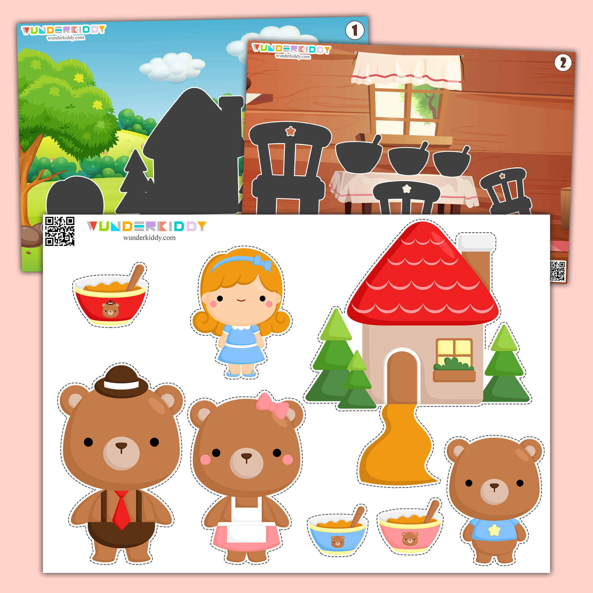 Schattenspiel Mit Bären Zum Ausdrucken Für Kinder inside Free Printable Goldilocks And The Three Bears Story