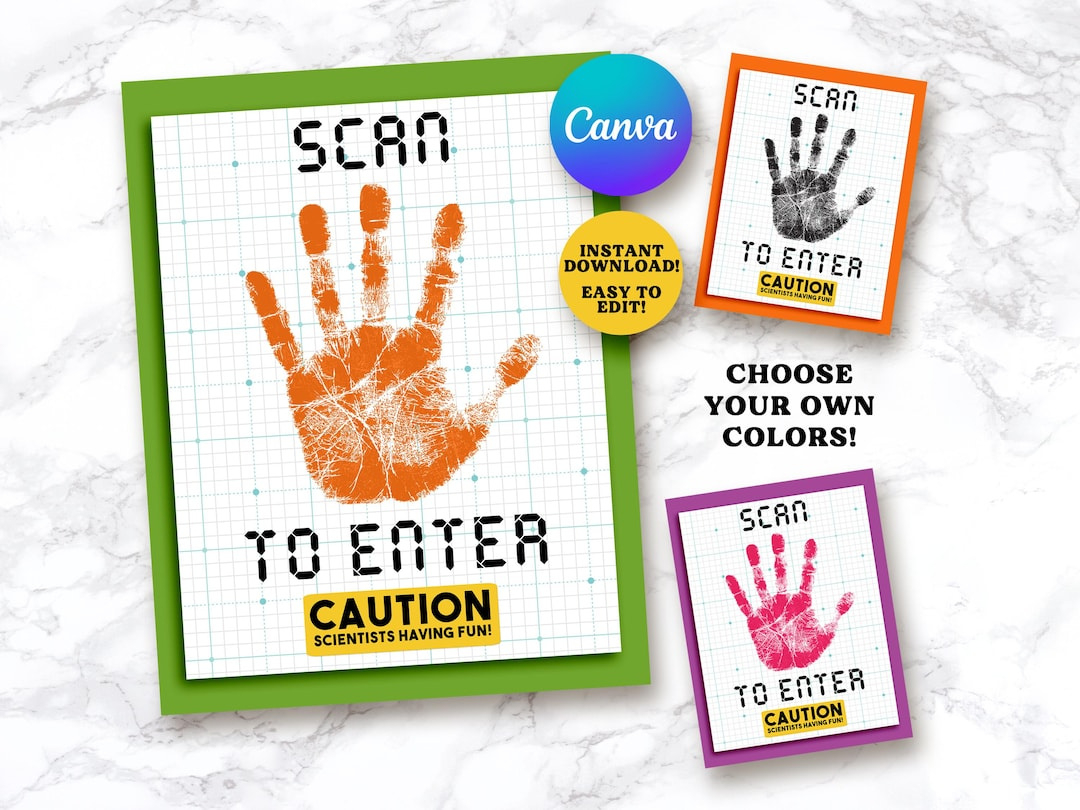 Science Party Welcome Sign, Scan To Enter Sign, Digital File regarding Scan To Enter Sign Printable Free