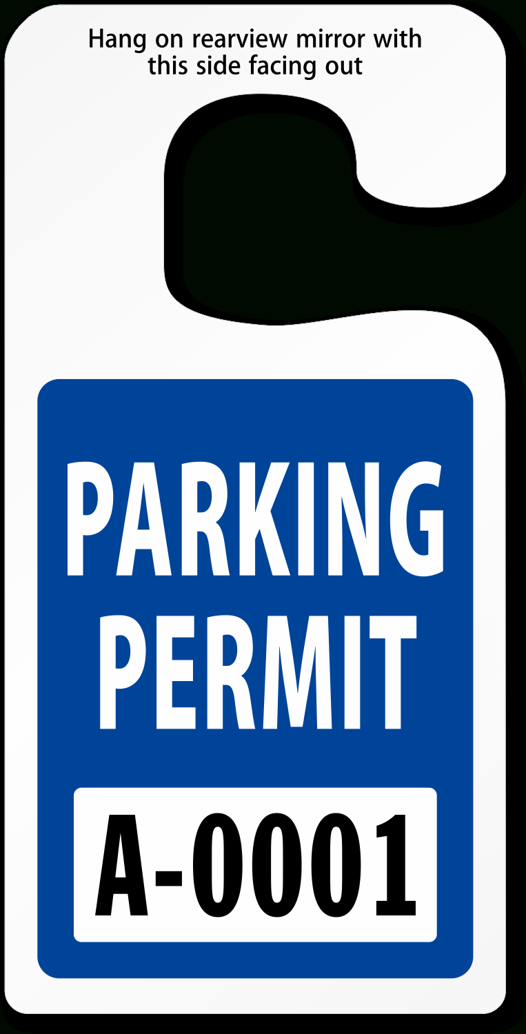 Sequentially Numbered Parking Permit Hang Tag, Blue (In-Stock pertaining to Free Printable Parking Permits