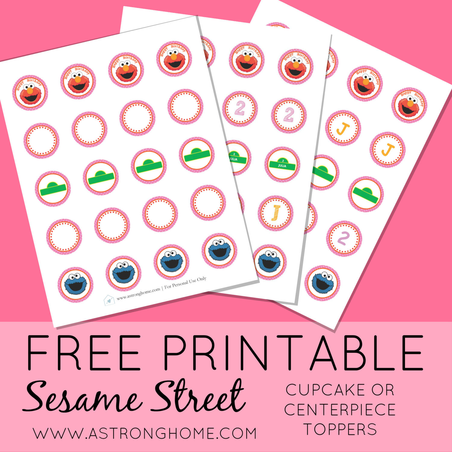 Sesame Street Birthday Party On A Budget {Free Printable} | A inside Free Printable Sesame Street Cupcake Toppers
