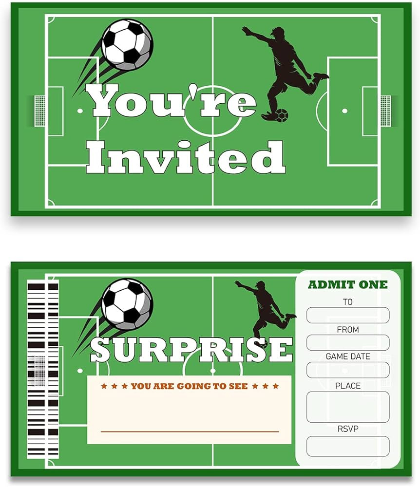 Set Of 20 Surprise Soccer Ticket Birthday Party Invitations With in Free Printable Soccer Birthday Invitations