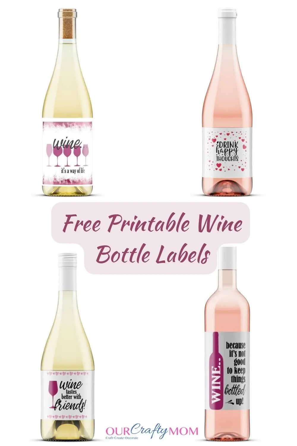 Set Of 5 Free Printable Wine Labels To Customize Any Bottle Size! for Free Printable Wine Labels