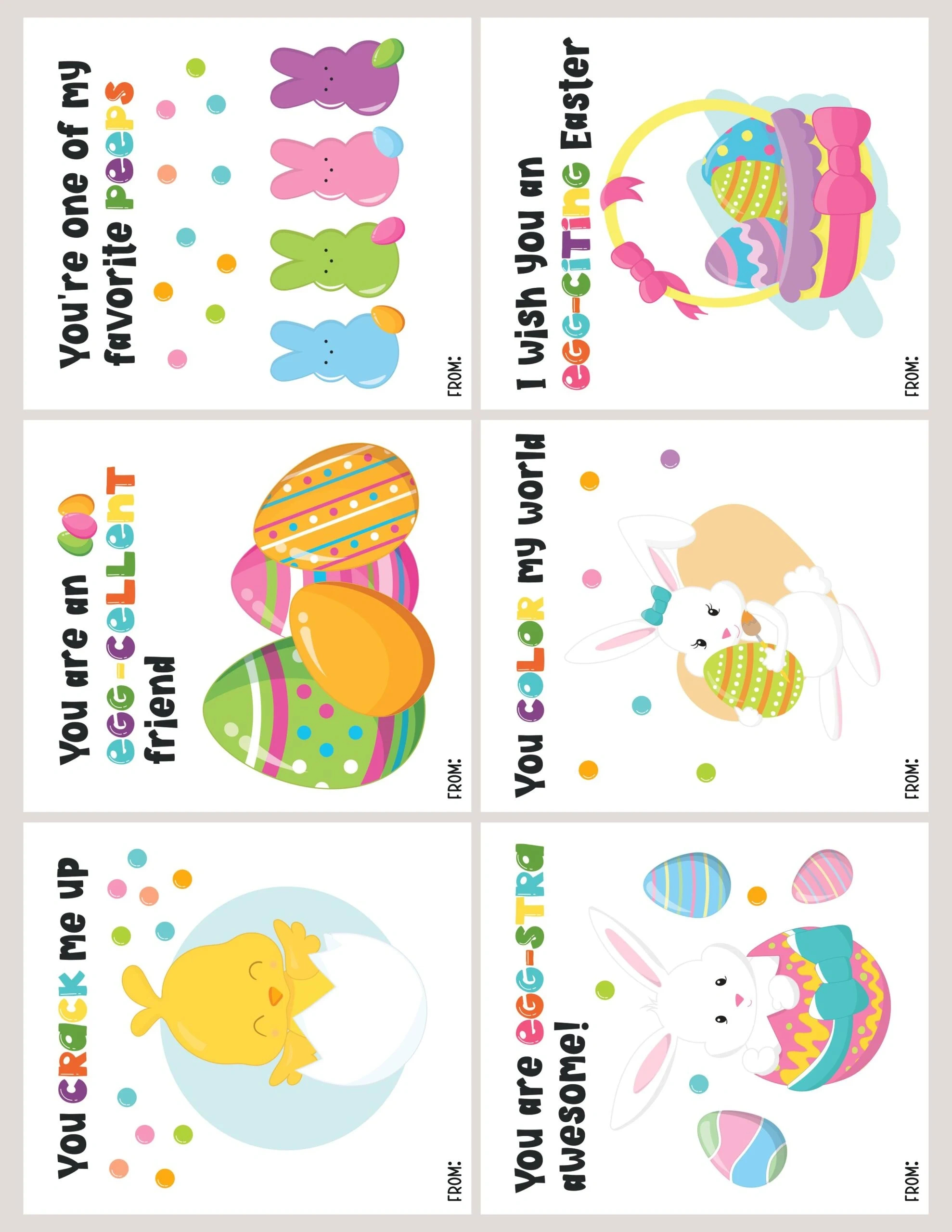Set Of 6 Free Printable Easter Cards For Kids for Free Printable Easter Greeting Cards