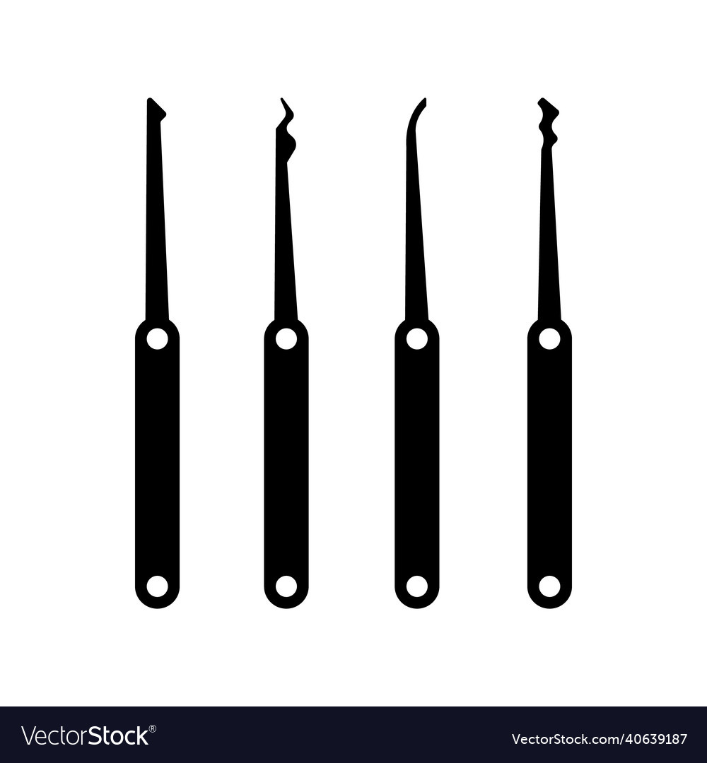 Set Of Lockpicks For Lock Picking Icon Royalty Free Vector inside Free Printable Lock Pick Templates