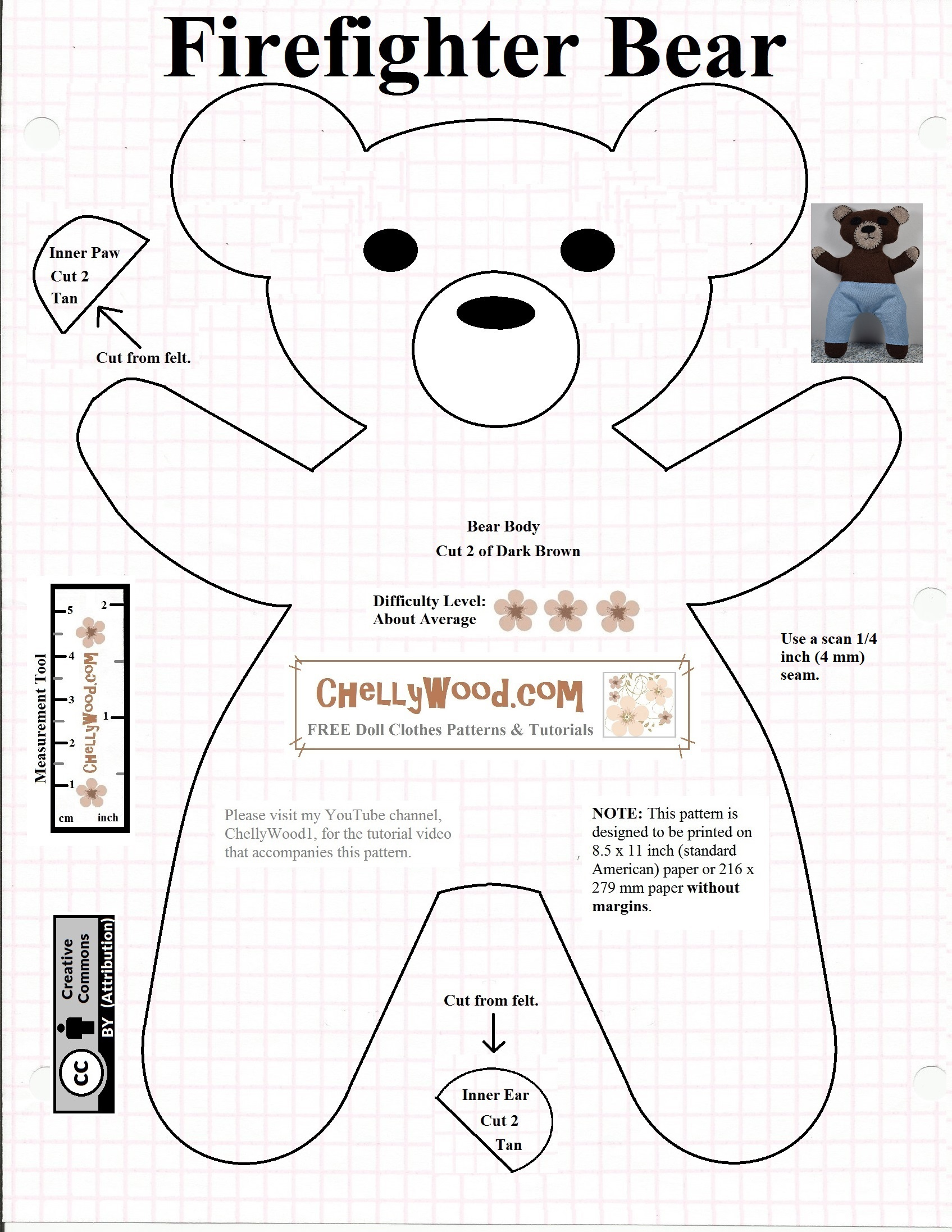 Sew A #Bear With Free #Sewing Pattern @ Chellywood - Free Doll within Free Printable Teddy Bear Clothes Patterns