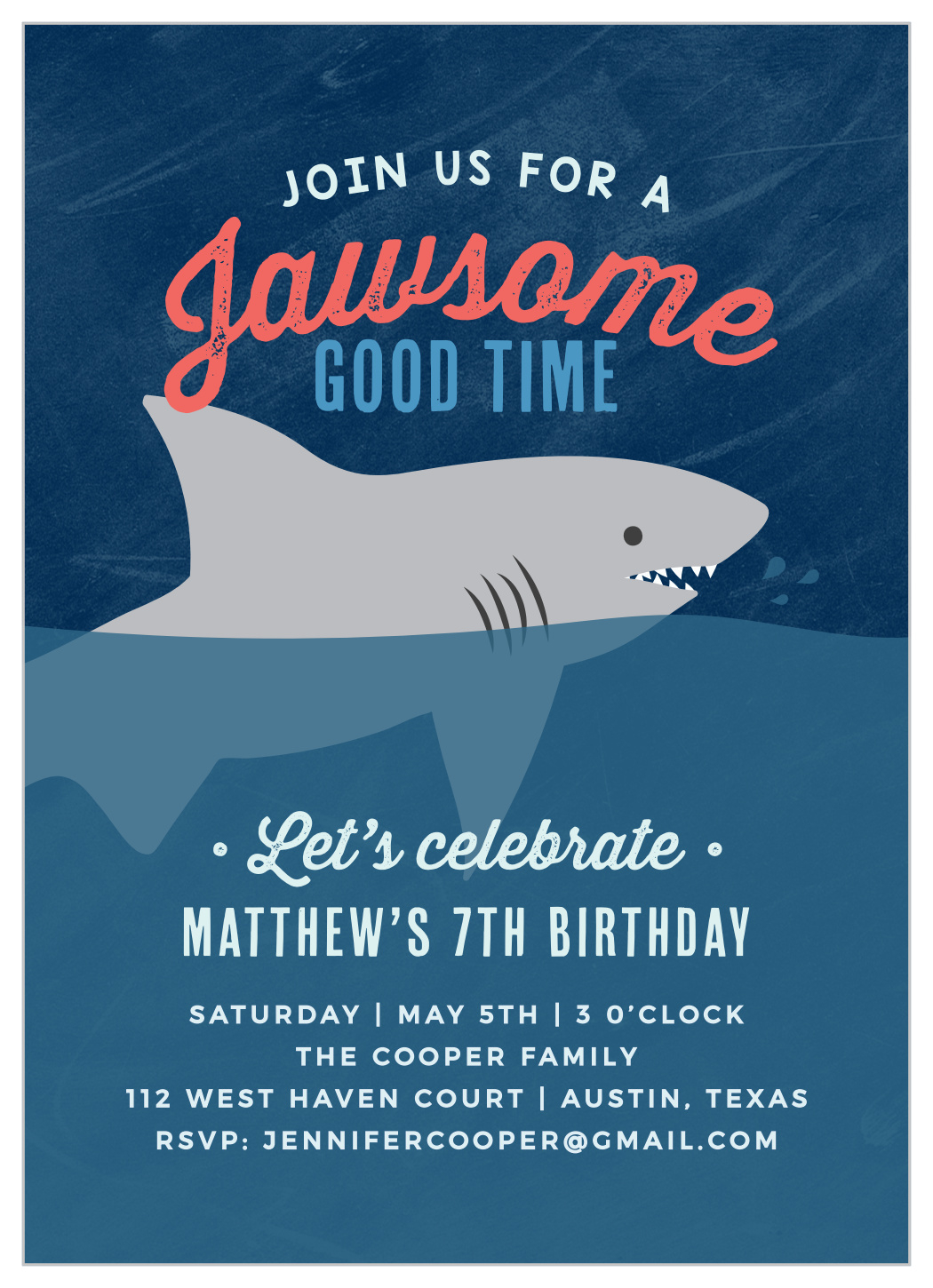 Shark Week Children'S Birthday Invitationsbasic Invite intended for Shark Invitations Free Printable