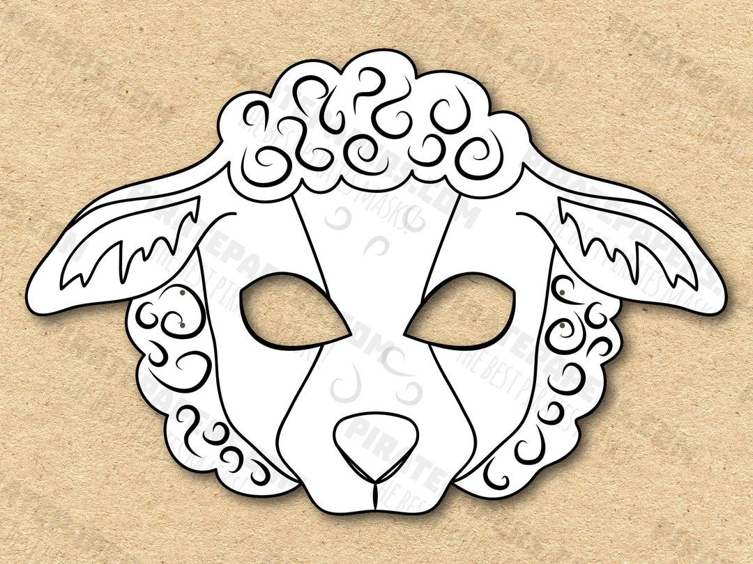 Sheep Mask Printable Coloring, Paper Diy For Kids And Adults. Pdf with Free Printable Sheep Mask