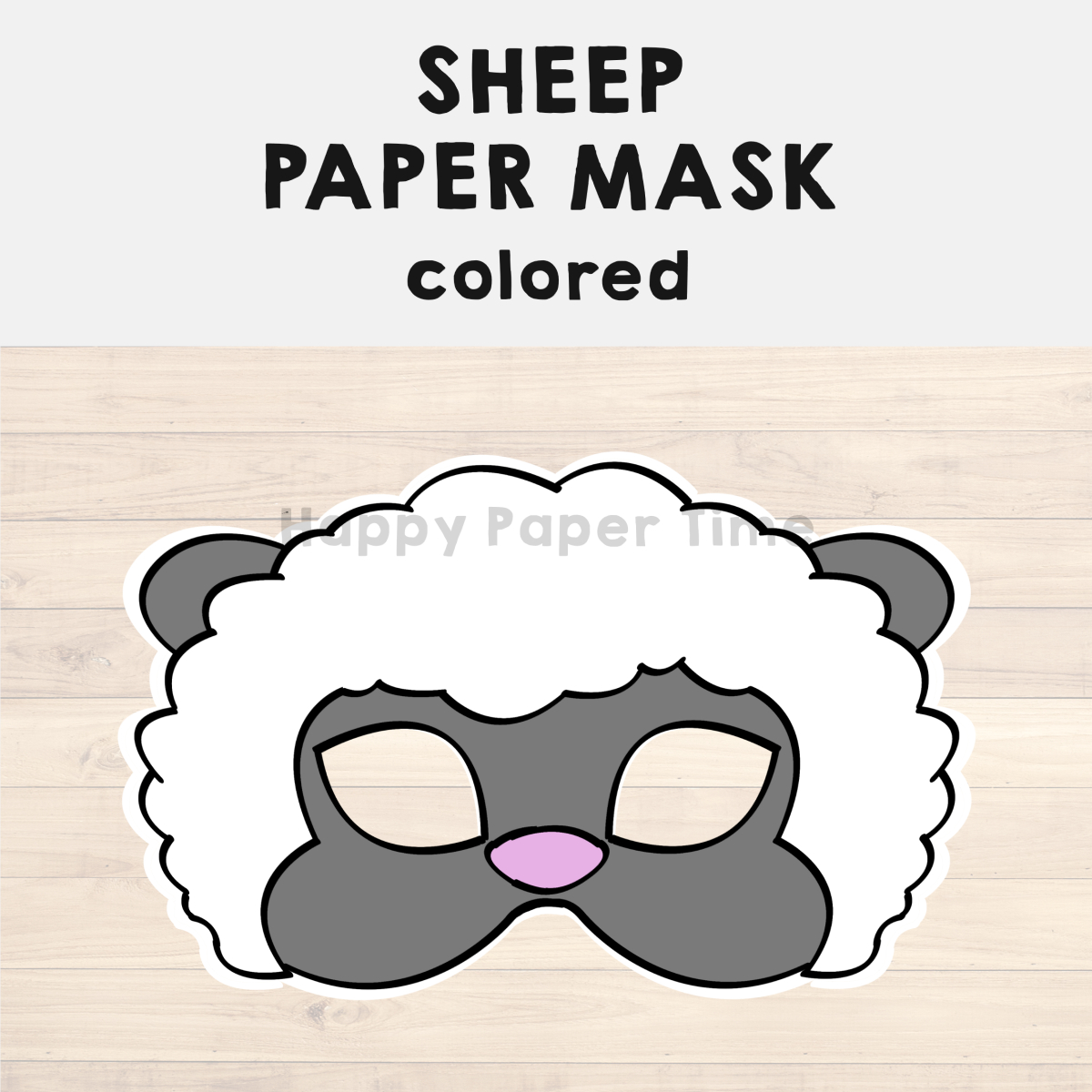 Sheep Paper Mask Printable Farm Animal Craft Activity Costume in Free Printable Sheep Mask