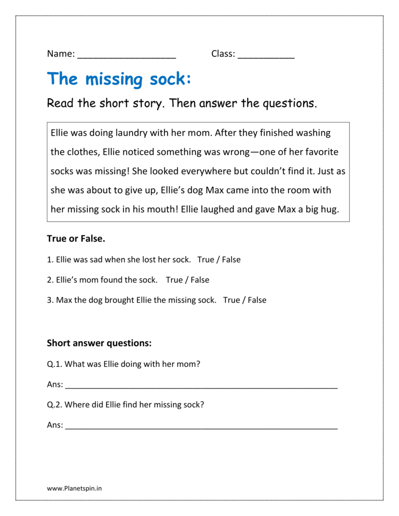 Short Story With Questions And Answers | Planetspin.in in Free Printable Short Stories With Comprehension Questions