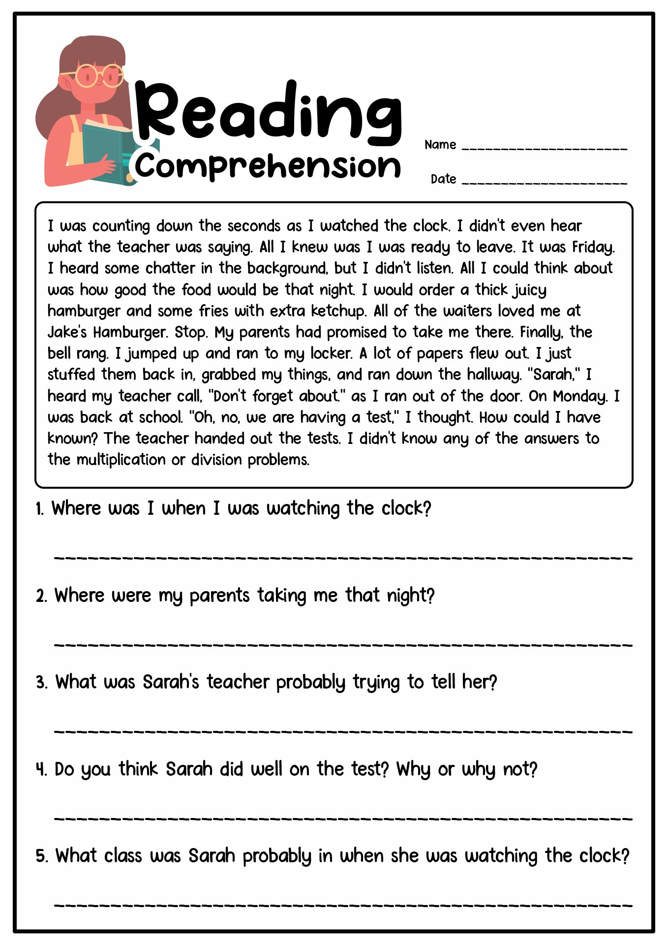 Short Story With Questions For Grade 3 pertaining to Free Printable Short Stories For Grade 3