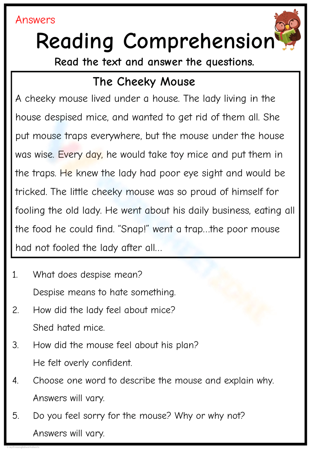 Short Story Worksheets & Printable intended for Free Printable Short Stories With Comprehension Questions