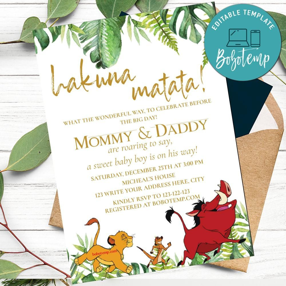 Shower Games Free Printable Lion King Baby Shower Invitations Lion in Free Printable Lion King Baby Shower Invitations