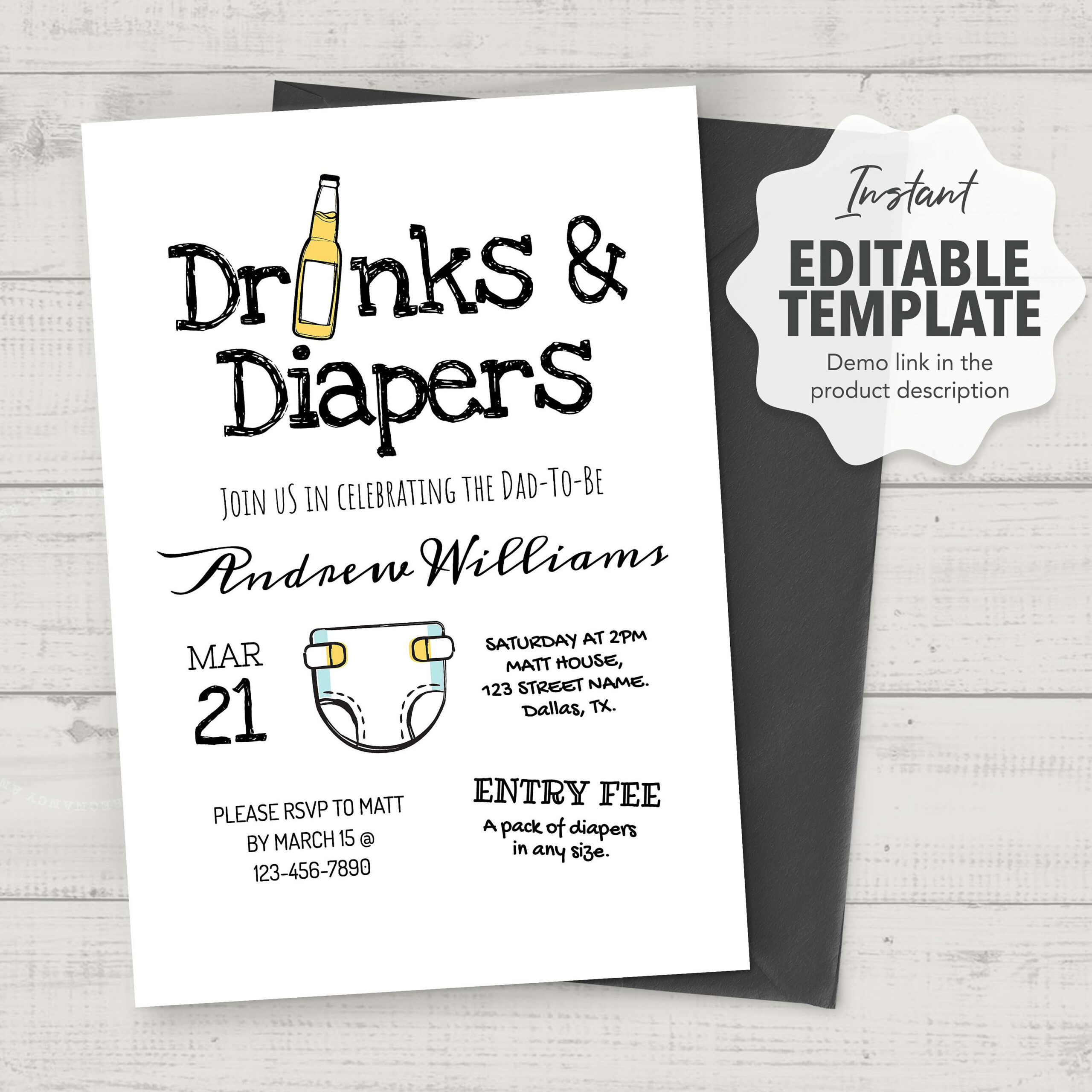 Shower Templates Free Printable Diaper Invitation Template Cheap pertaining to Free Printable Diaper Invitation Template