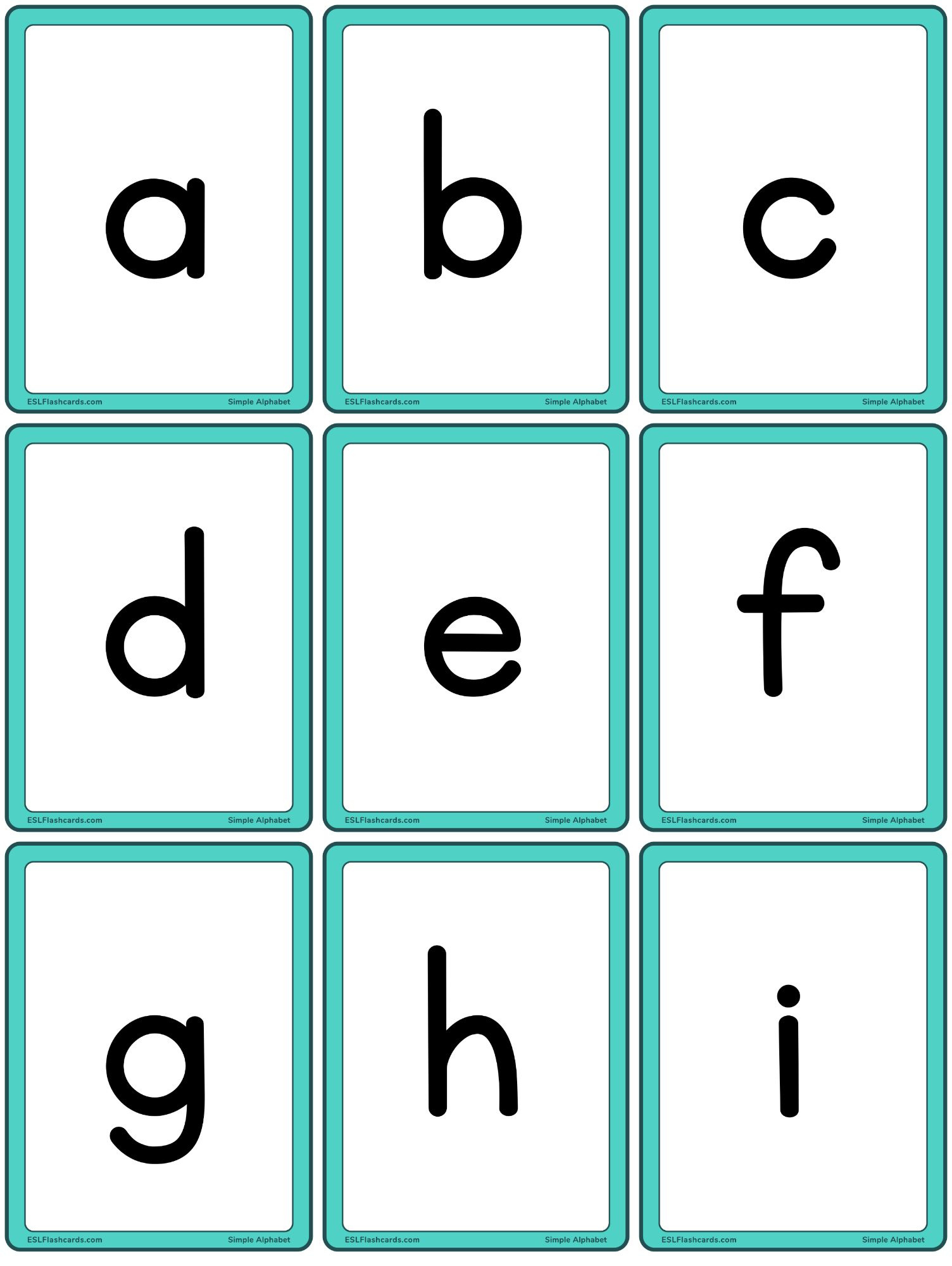 Simple Alphabet – Esl Flashcards pertaining to Free Printable Lower Case Letters Flashcards