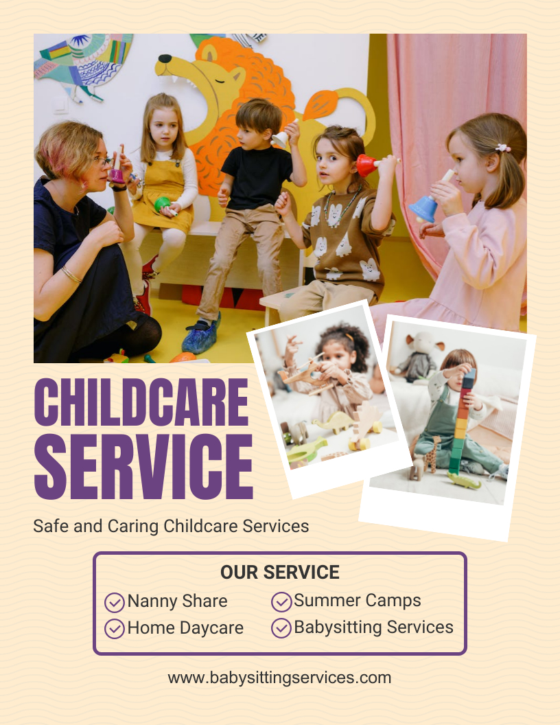Simple Childcare Service Flyer Template - Venngage regarding Free Printable Home Daycare Flyers
