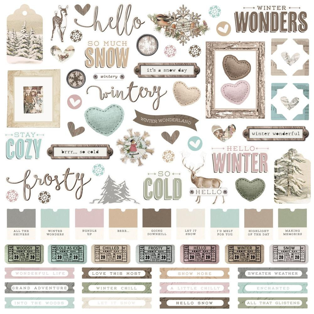 Simple Stories - Simple Vintage Winter Woods - Cardstock Stickers in Free Printable Scrapbook Stuff