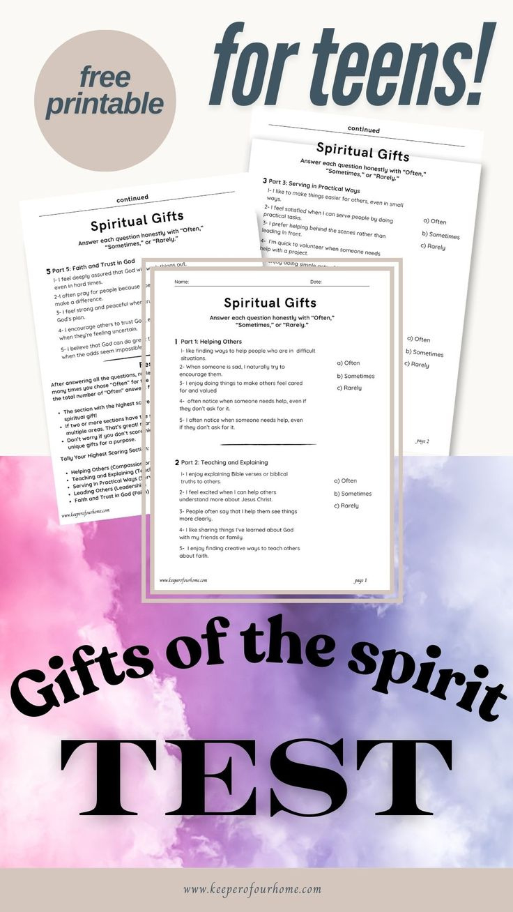 Simple Youth Spiritual Gifts Test Printable within Free Printable Spiritual Gifts Test For Youth