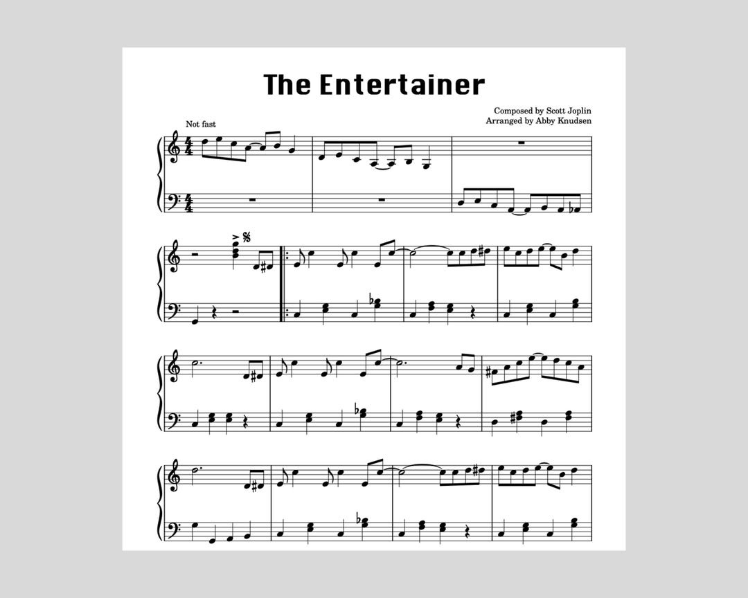 Simplified The Entertainer | Easy Joplin Piano Sheet Music intended for Free Printable Sheet Music For The Entertainer