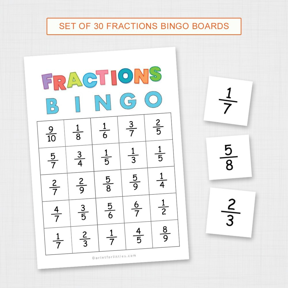 Simplifying Fractions Bingo Printable | Math Games For Kids with Fraction Bingo Cards Printable Free