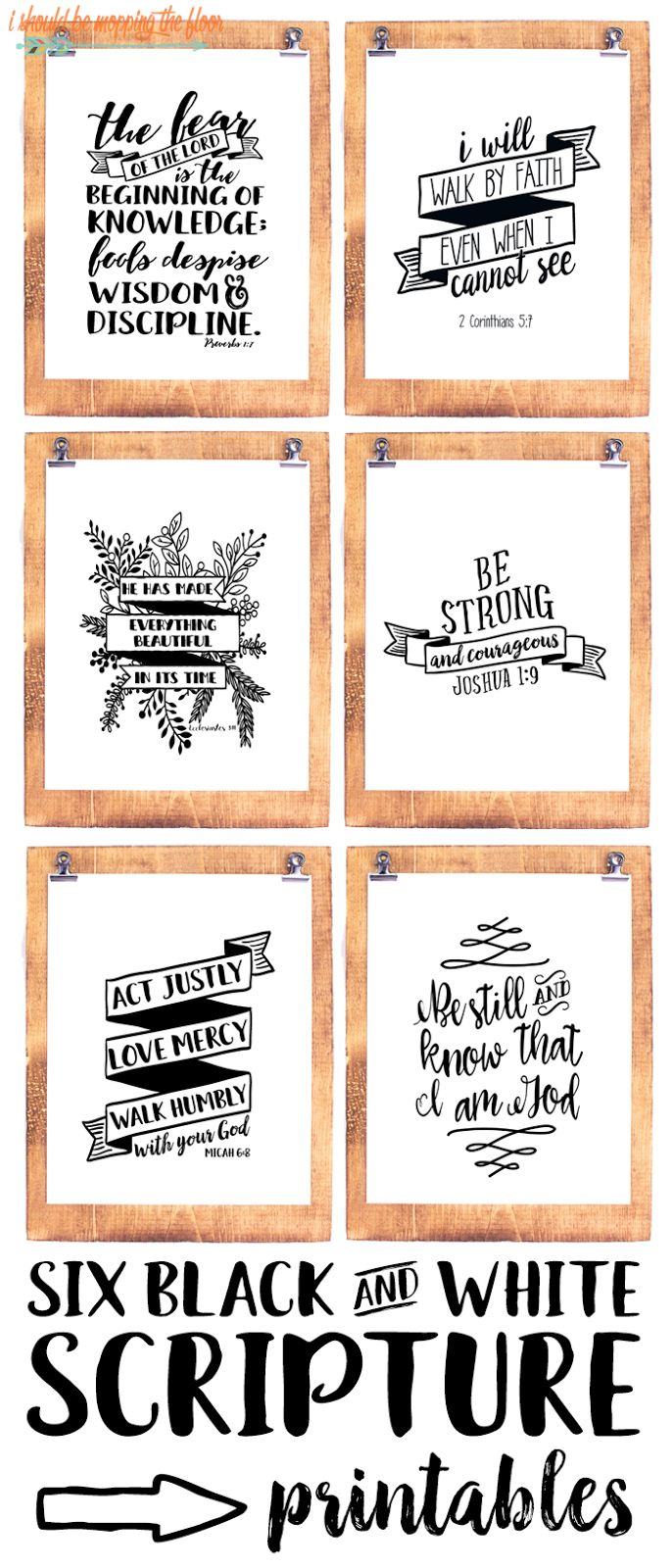 Six Black And White Scripture Printables within Free Printable Bible Verses To Frame