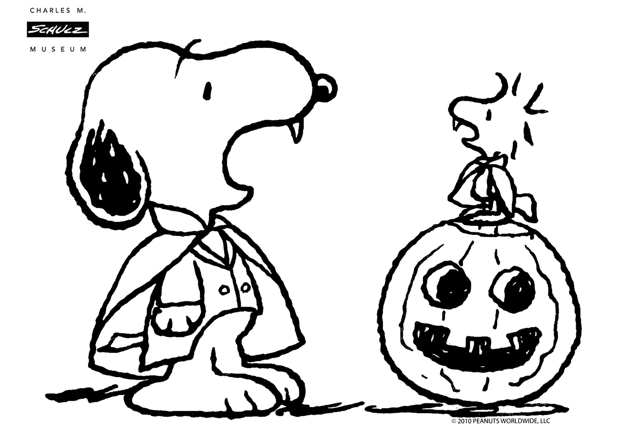 Snoopy Dressed As A Vampire, With His Friend Woodstock On A inside Free Printable Charlie Brown Halloween Coloring Pages