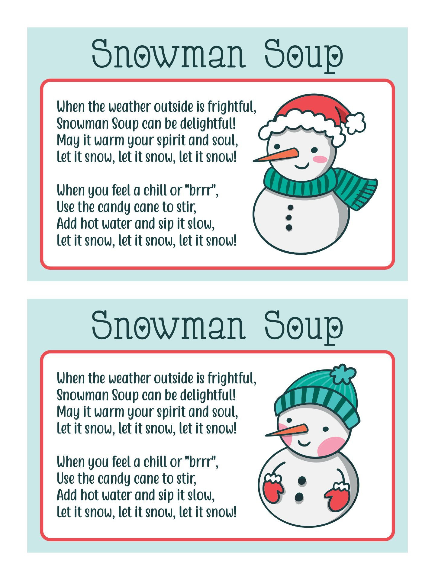 Snowman Soup Labels - 10 Free Pdf Printables | Printablee inside Snowman Soup Free Printable