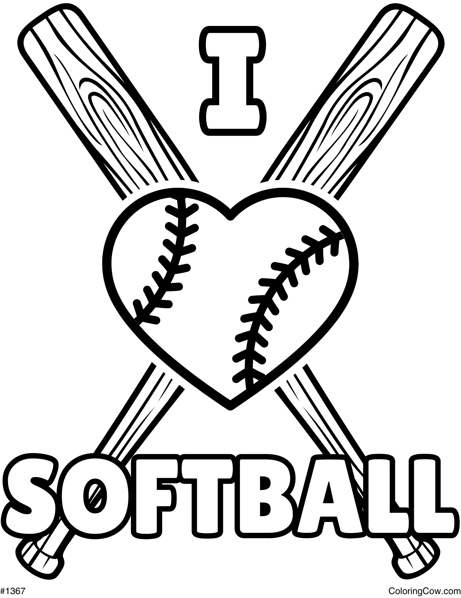 Softball Coloring Page for Free Printable Softball Pictures