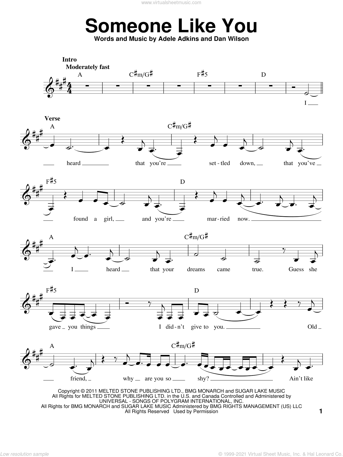 Someone Like You Sheet Music For Voice Solo (Pdf-Interactive) with regard to Free Printable Sheet Music Adele Someone Like You