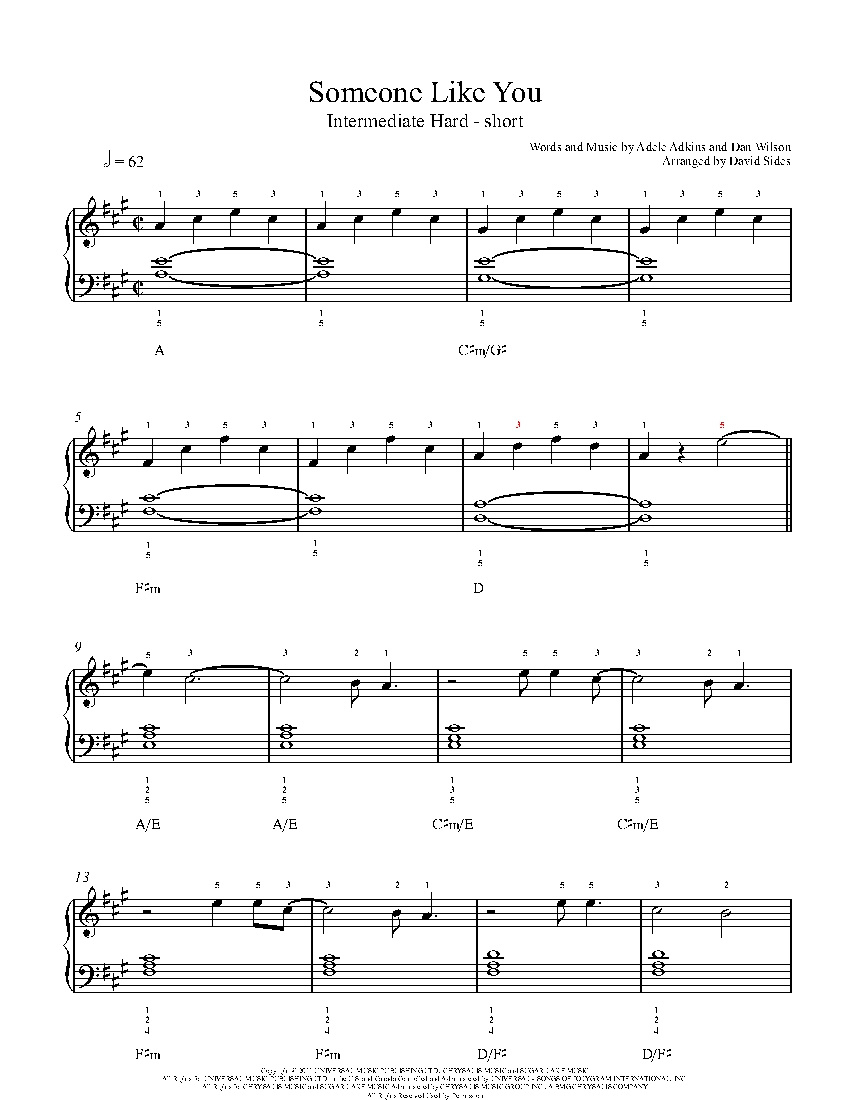 Someone Like You throughout Free Printable Sheet Music Adele Someone Like You