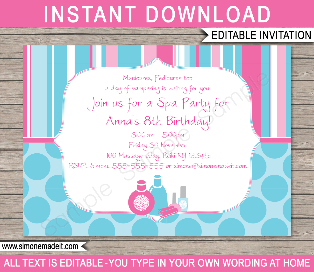Spa Party Invitations Template intended for Free Printable Spa Party Invitations Templates