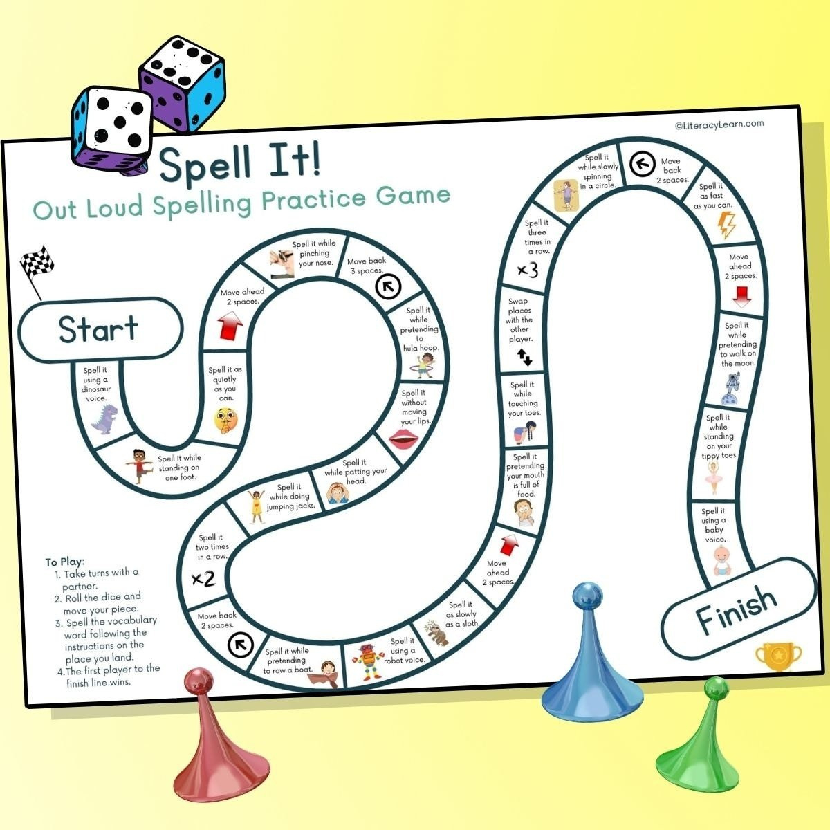 Spelling Practice Printable Board Game (Free) - Literacy Learn with regard to Free Printable Board Games