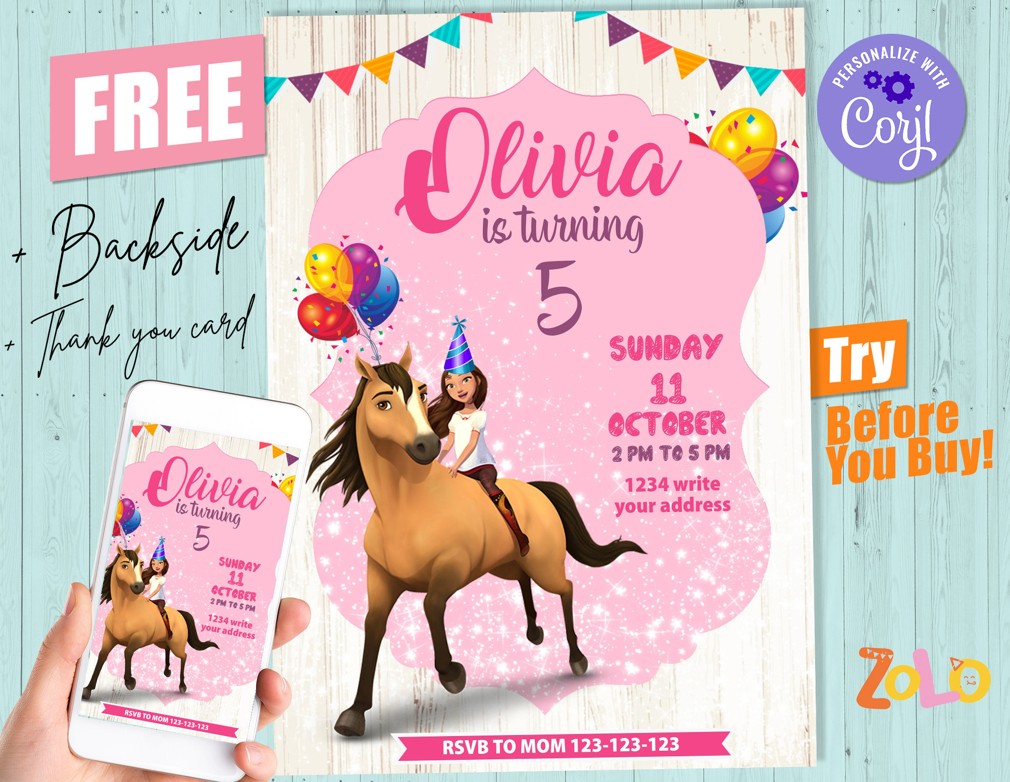 Spirit Riding Free Invitation - Etsy regarding Free Printable Horse Themed Birthday Party Invitations