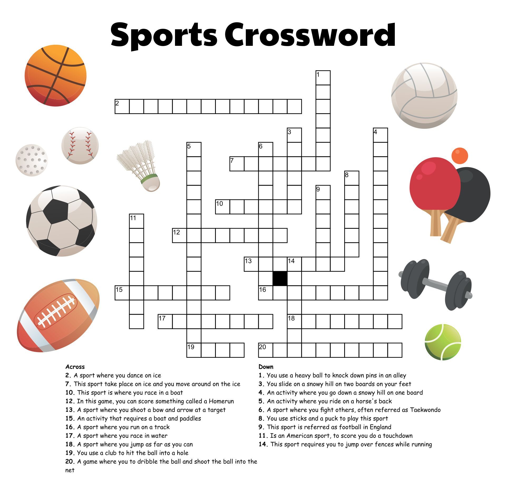Sport Crossword - 10 Free Pdf Printables | Printablee - Worksheets with Free Printable Sports Crossword Puzzles