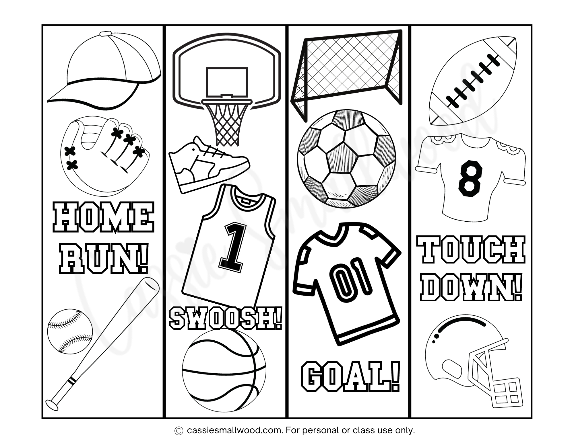 Sports Coloring Bookmarks Free Printable - Worksheets Library pertaining to Free Printable Sports Bookmarks