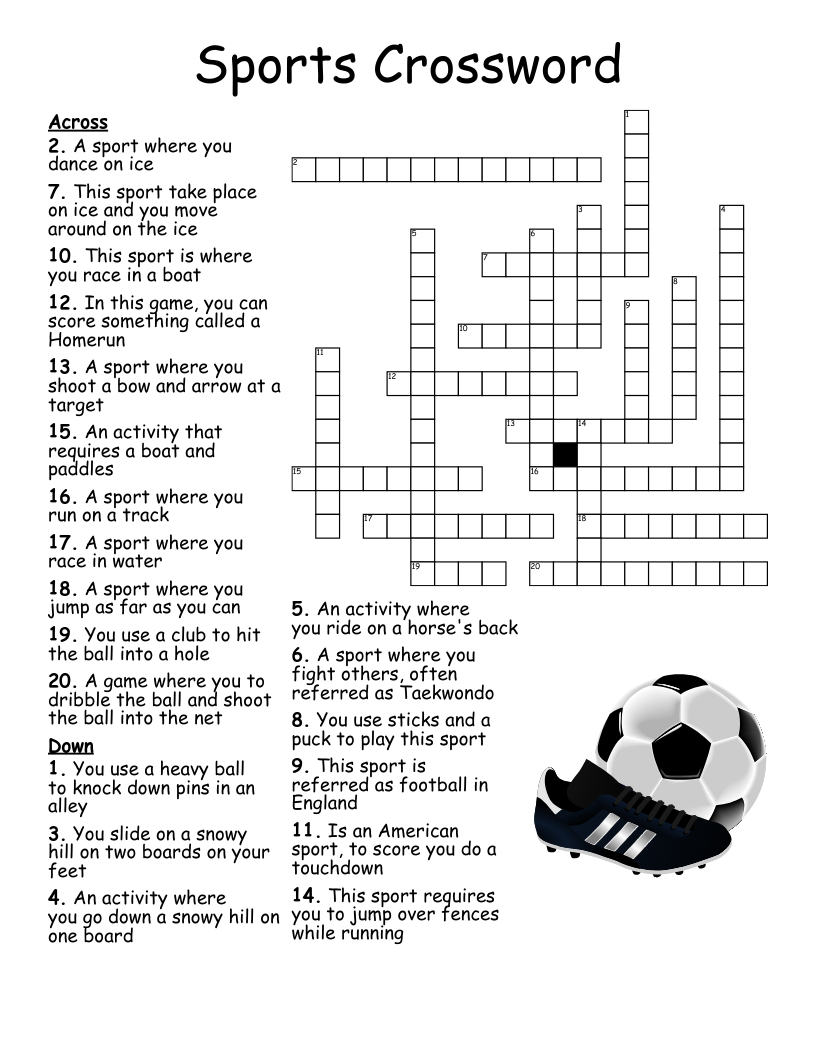 Sports Crossword - Wordmint inside Free Printable Sports Crossword Puzzles