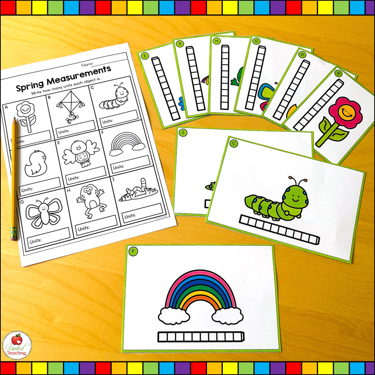 Spring Measurement Math Center in Free Printable Kindergarten Task Cards