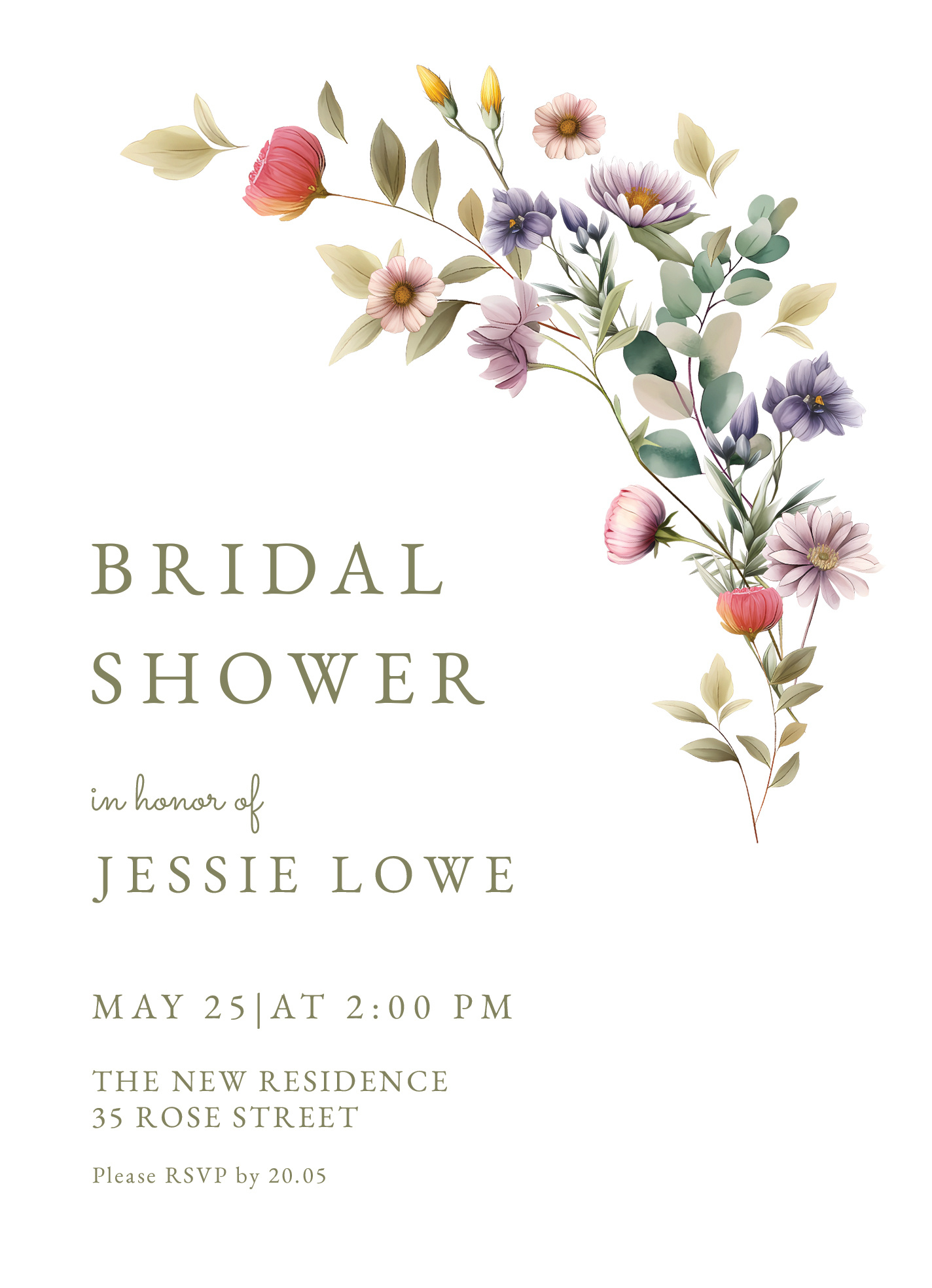 Spring Wedding Bridal Shower Invitation Free Google Docs Template intended for Free Printable Bridal Shower Invitations